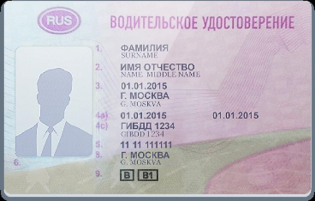 Водительское удостоверение образец