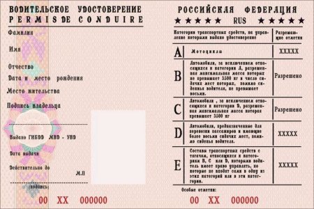 Бланк водительского удостоверения