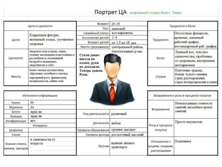 Описание портрета целевой аудитории пример