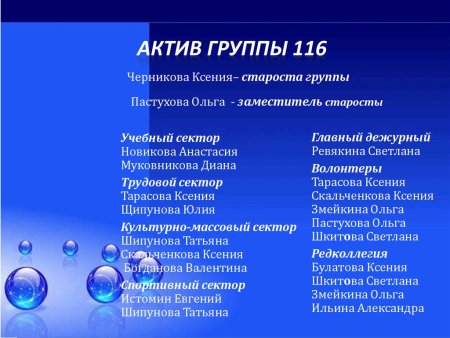 Актив учебной группы