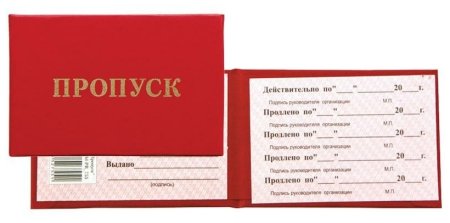 Бланк пропуска