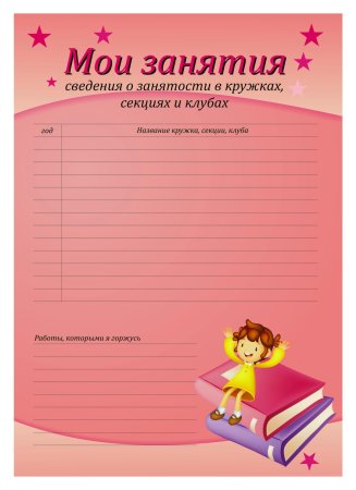Портфолио для начальных классов для девочек