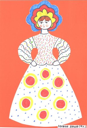 Рисование Дымковская Барыня