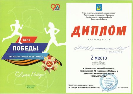 Грамота за участие в кроссе наций