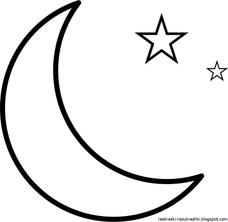 Раскраска месяц и звезды