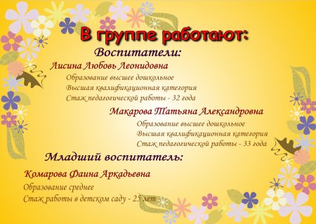 Визитка группы в детском саду
