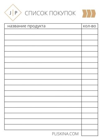 Чек лист список продуктов на месяц