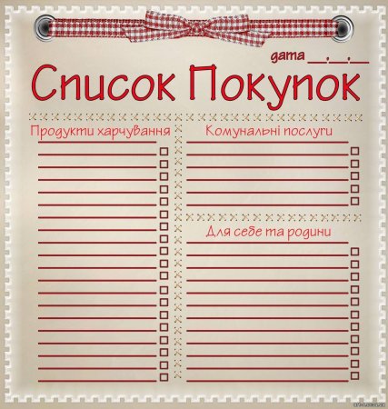 Список продуктов шаблон