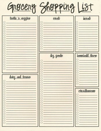 Shopping list шаблон