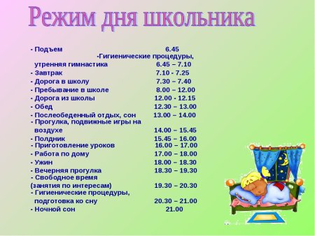 Распорядок дня таблица