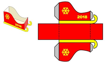 Санки макет из бумаги