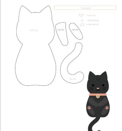 Шаблон кота для шитья