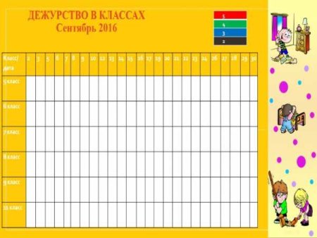 График дежурства в классе