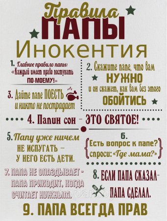 Постер " правила мамы"