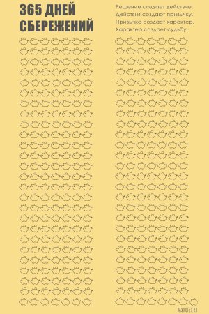 Копилка на 365 дней таблица