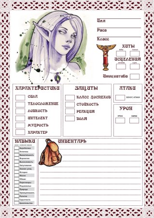 Карточки персонажей для игры подземелья и драконы