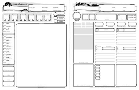 Dungeons and Dragons лист персонажа