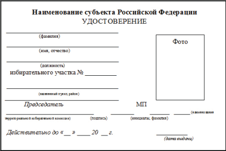 Удостоверение члена участковой избирательной комиссии