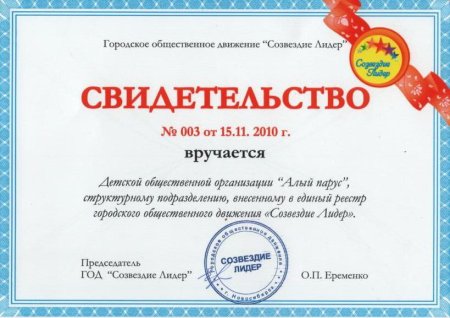 Удостоверение президента школьного самоуправления