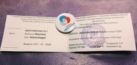 Сертификат участника РДШ