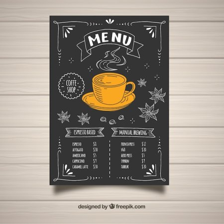 Макет меню для кафе
