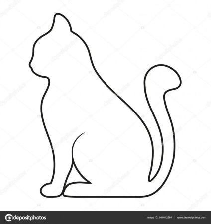Кошка сидит контур