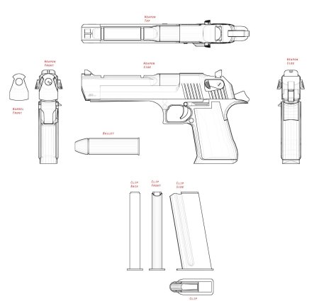 Чертёж пистолета Desert Eagle