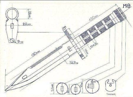 Нож m9 Bayonet чертеж