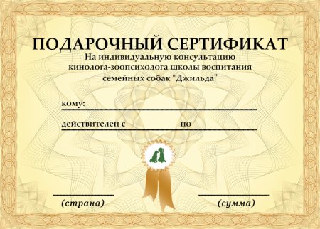 Подарочный сертификат образец