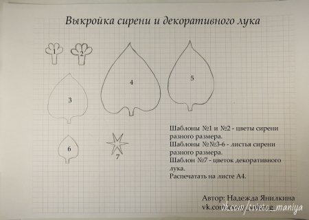 Лист гортензии выкройка