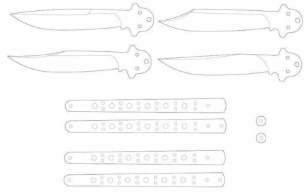 Чертежи ножей для резки фанеры и трафаретов Керамбит на бумаге (46 фото)