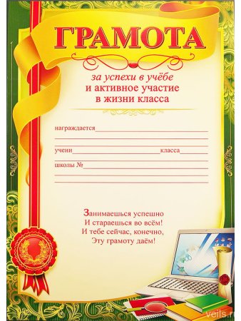 Диплом за отличную учебу