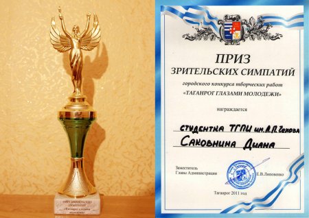 Почетная грамота приз зрительских симпатий