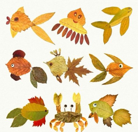Шаблон аппликация из листьев для детей (50 фото)