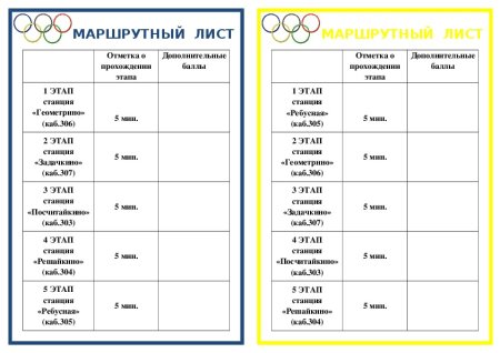 Маршрутный лист для квест игры