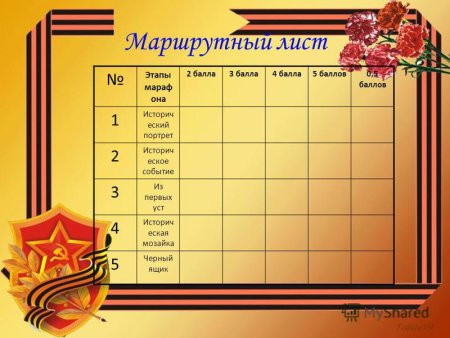 Маршрутный лист для детей