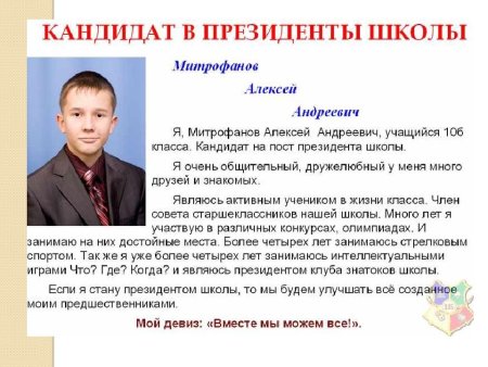 Кандидат в президенты школы