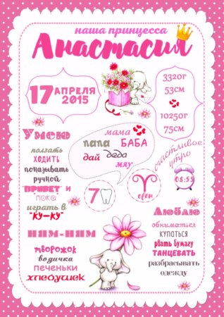 Красивые детские метрики