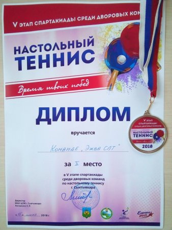 Грамота по настольному теннису