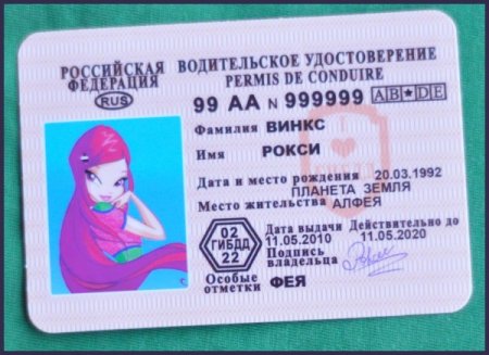 Водительское удостоверение игрушечное