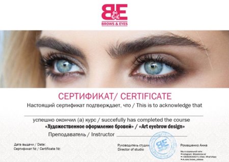 Сертификат мастер бровист