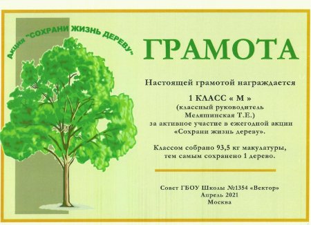 Благодарность сбор макулатуры