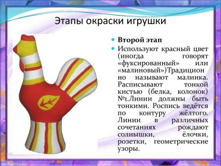 Этапы окраски филимоновской игрушки