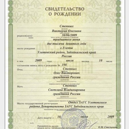 Свидетельство о рождении ребенка отец со слов матери