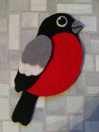 Снегирь из цветной бумаги