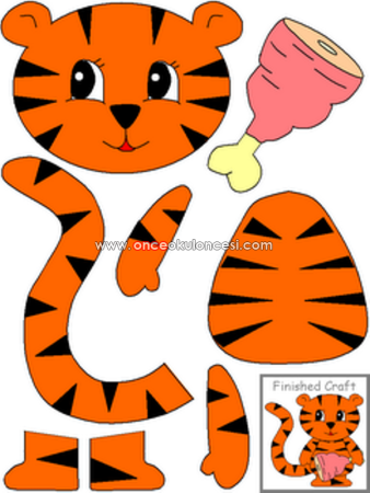 Тигренок детали для аппликации