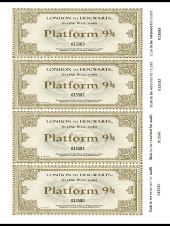 Гарри Поттер билет 9 3/4