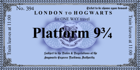 Билет на платформу 9 3/4 из Гарри Поттера