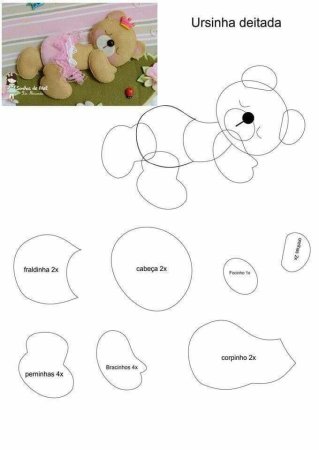 Выкройки фетровых игрушек для мобиля мишка