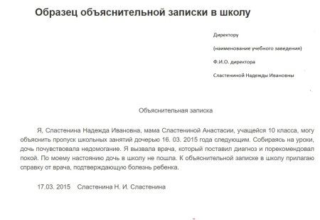 Объяснительная записка заведующей